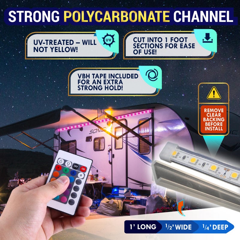 LATCH.IT 12V RV Awning Lights | 20-Foot V2.1 RV Awning LED Light Strip DIY-Kit | RGB RV LED Lights Exterior IP68 Water-Resistant | The Original & Most-Complete Camper Awning Lights in The Market - Image 2